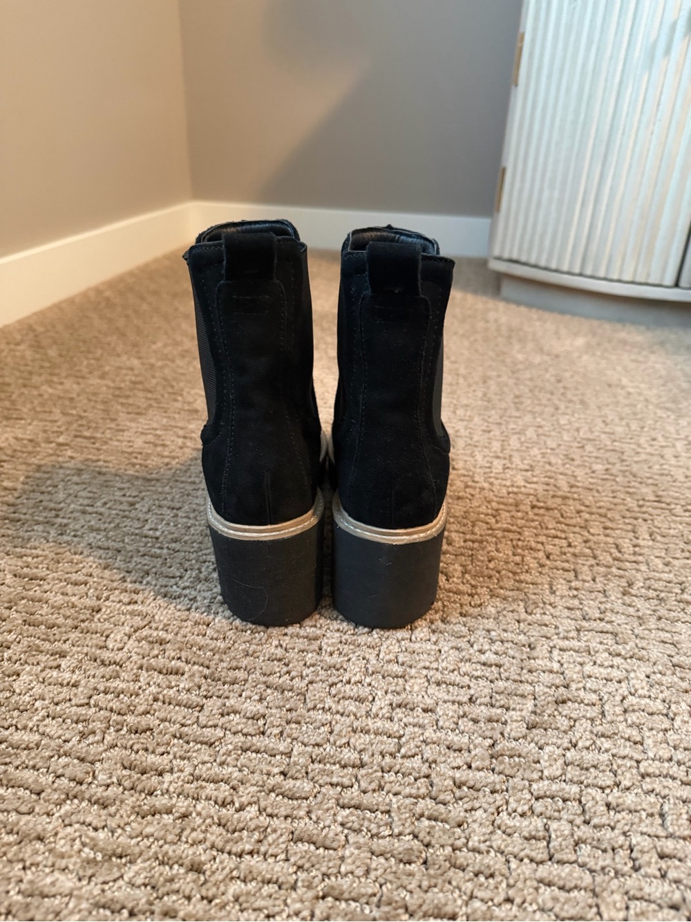 Dolce Vita Black Suede Chelsea Booties with Lug Sole - Picture 5 of 5